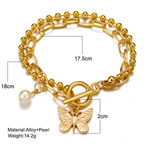 Nihao Wholesale Simple Style Butterfly Alloy Plating Pearl Bracelets 1 Piece