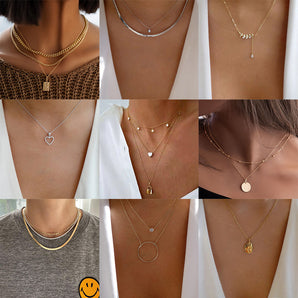Nihao Wholesale Fashion Circle Heart Shape Alloy Women'S Layered Necklaces Pendant Necklace 1 Piece