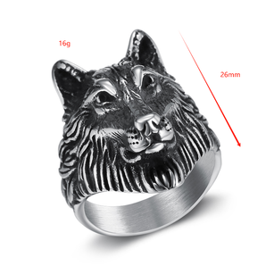 Nihao Wholesale Retro Cool Style Wolf Stainless Steel Unisex Rings