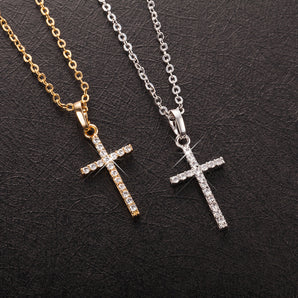Nihao Wholesale Simple Style Cross Alloy Plating Rhinestones Women'S Pendant Necklace
