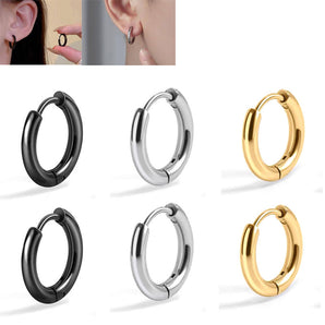 Nihao Wholesale 1 Pair 2 Pairs 3 Pairs Hip-Hop Simple Style Solid Color Stainless Steel Hoop Earrings
