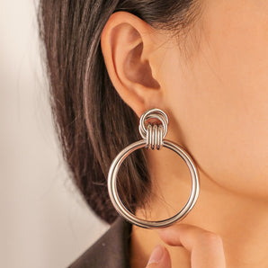 Nihao Wholesale 1 Pair Exaggerated Round Metal Plating Women'S Drop Earrings