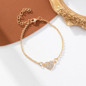 Nihao Wholesale Cute Sweet Artistic Pentagram Heart Shape Alloy Inlay Artificial Rhinestones Women's Bracelets
