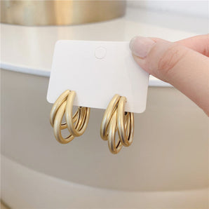 Nihao Wholesale 1 Pair Simple Style Solid Color Plating Iron 18K Gold Plated Hoop Earrings