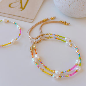 Nihao Wholesale Simple Style Colorful 18K Gold Plated Freshwater Pearl Seed Bead Copper Wholesale Bracelets