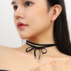 Nihao Wholesale Modern Style Streetwear Bow Knot Pu Leather Women's Choker