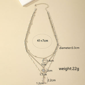 Nihao Wholesale Jewelry Casual Commute Star Moon Alloy Silver Plated Layered Necklaces