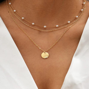 Nihao Wholesale Vacation Round Gold Plated Silver Plated Alloy Plastic Wholesale Layered Necklaces