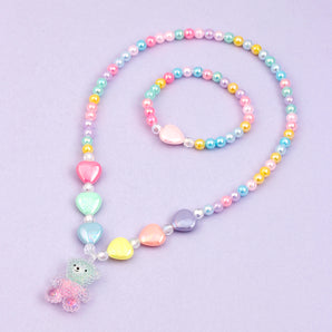 Nihao Wholesale Cute Sweet Multicolor Arylic Plastic Resin Beaded Girl'S Pendant Necklace Necklace