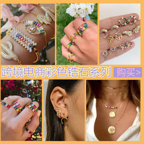 Nihao Wholesale necklace thick chain necklace rainbow pendant necklace colorful zircon Hiphop necklace wholesale