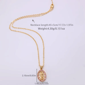 Nihao Wholesale Simple Style Shiny Oval Copper Polishing Plating Inlay Zircon 18K Gold Plated Pendant Necklace