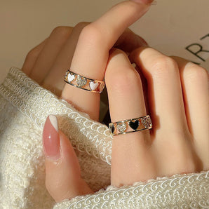 Nihao Wholesale Fashion Heart Shape Alloy Inlay Rhinestones Women'S Open Ring