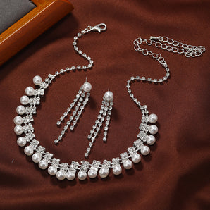 Nihao Wholesale Elegant Glam Lady Tassel Solid Color Alloy Inlay Rhinestones Women's Jewelry Set