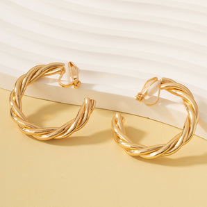 Nihao Wholesale Casual Simple Style Twist Alloy Metal Handmade Plating Gold Plated Women'S Ear clips