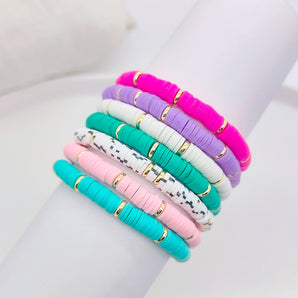 Nihao Wholesale IG Style Round Solid Color 18K Gold Plated soft clay Copper Wholesale Bracelets