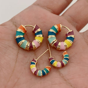 Nihao Wholesale 1 Pair Vintage Style Geometric Enamel Alloy Earrings
