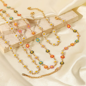 Nihao Wholesale Fashion Flower Stainless Steel Gold Plated Bracelets Necklace