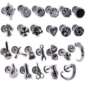 Nihao Wholesale 1 Piece Casual Skull Plating Stainless Steel Ear Studs