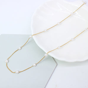 Nihao Wholesale Elegant Round Imitation Pearl Iron Plating Gold Plated Silver Plated Women's Necklace