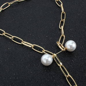 Nihao Wholesale Fashion Water Droplets Imitation Pearl Alloy Plating Women'S Necklace