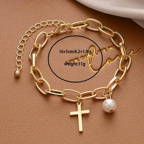 Nihao Wholesale Elegant Cross Heart Shape Alloy Wholesale Bracelets