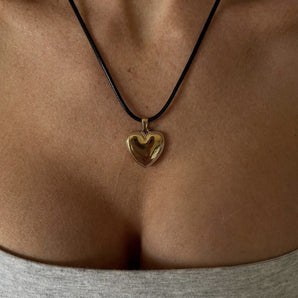 Nihao Wholesale Retro Heart Shape Titanium Steel Plating 18K Gold Plated Pendant Necklace
