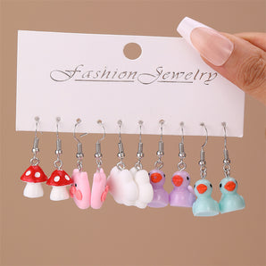 Nihao Wholesale 1 Set Casual Mushroom Patchwork Artificial Pearl Alloy Drop Earrings