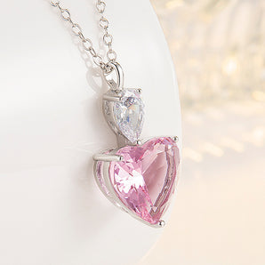 Nihao Wholesale Fashion Heart Shape Copper Pendant Necklace Inlay Zircon Copper Necklaces