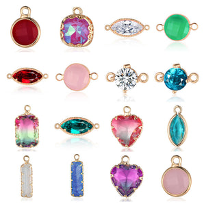 Nihao Wholesale Classic Style Round Heart Shape Copper Inlay Crystal Glass Charms