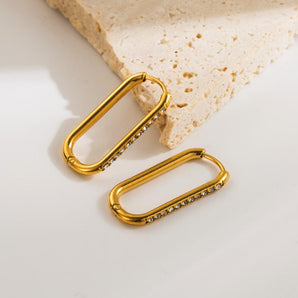 Nihao Wholesale 1 Pair Basic Commute Square Plating Inlay Stainless Steel Zircon 18K Gold Plated Ear Studs