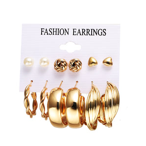 Nihao Wholesale Fashion Geometric Plating Alloy Artificial Gemstones Earrings