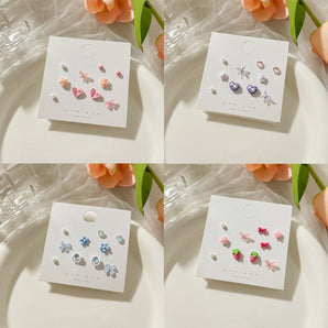 Nihao Wholesale 5 Pairs Casual Cute Commute Animal Star Flower Alloy Ear Studs