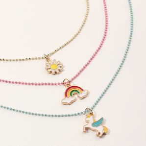Nihao Wholesale fashion simple children's rainbow geometric pendant necklace set