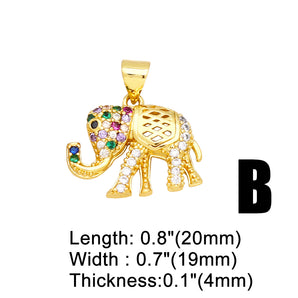 Nihao Wholesale Cute Fashion Bear Elephant Copper Plating Inlay Zircon 18K Gold Plated Pendants Jewelry Accessories