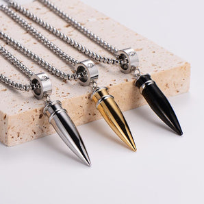 Nihao Wholesale Hip-Hop Bullet Stainless Steel Plating Inlay Rhinestones Men's Pendant Necklace