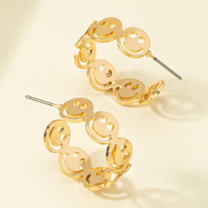 Nihao Wholesale 1 Pair Fashion Smiley Face Plating Alloy Ear Studs