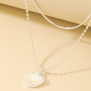 Nihao Wholesale Simple double-layer color heart resin pendant necklace