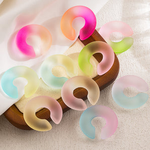 Nihao Wholesale Jewelry IG Style Cute C Shape Gradient Color Arylic Spray Paint Ear Cuffs