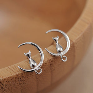 Nihao Wholesale 1 Pair Cartoon Style Cat Stainless Steel Ear Studs