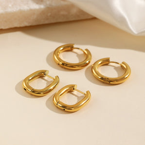 Nihao Wholesale Simple Style Circle Stainless Steel Plating Hoop Earrings 1 Pair