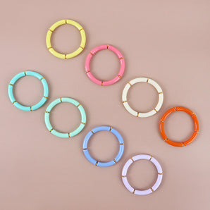 Nihao Wholesale Popular Fashion Colorful Acrylic Color Stretch Resin Beads Cuff Bracelets