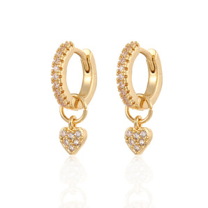 Nihao Wholesale Jewelry Fashion Heart Copper Artificial Gemstones Earrings