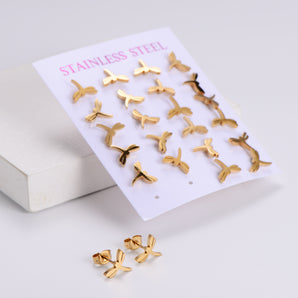 Nihao Wholesale 1 Set Simple Style Dragonfly Plating Stainless Steel Ear Studs