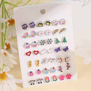 Nihao Wholesale 1 Set Sweet Animal Flower Snowflake Enamel Butterfly Alloy Ear Studs