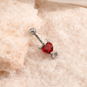 Nihao Wholesale Fashion Heart Shape Stainless Steel Diamond Belly Ring