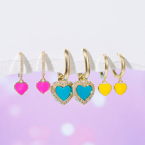 Nihao Wholesale Yakemiyou Classic Style Heart Shape Flower Copper Zircon Dangling Earrings Drop Earrings In Bulk