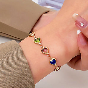 Nihao Wholesale IG Style Simple Style Heart Shape Alloy Plating Inlay Zircon 14K Gold Plated Women's Bracelets