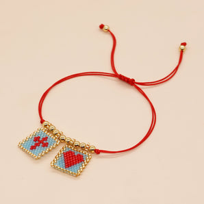 Nihao Wholesale Novelty Heart Shape Eye Glass Braid Woven Belt Women'S Bracelets