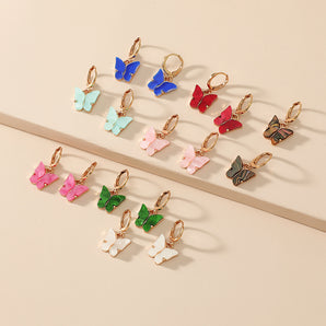 Nihao Wholesale Butterfly Alloy Artificial Gemstones Earrings Ear Studs