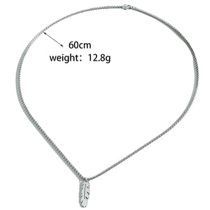 Nihao Wholesale Fashion simple feather necklace personalized stainless steel leaf pendant cross-border jewelry